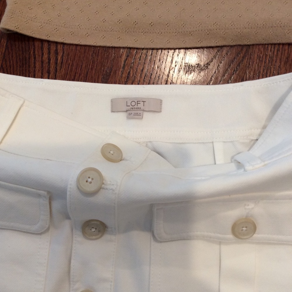 Loft white button down skirt Sz 6p - Picture 3 of 8